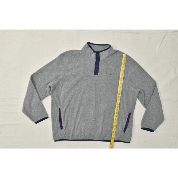 Eddie Bauer Men's Gray Fleece Snap Mock Neck Pullover Regular Size 2XL Polyester - Picture 2 of 8
